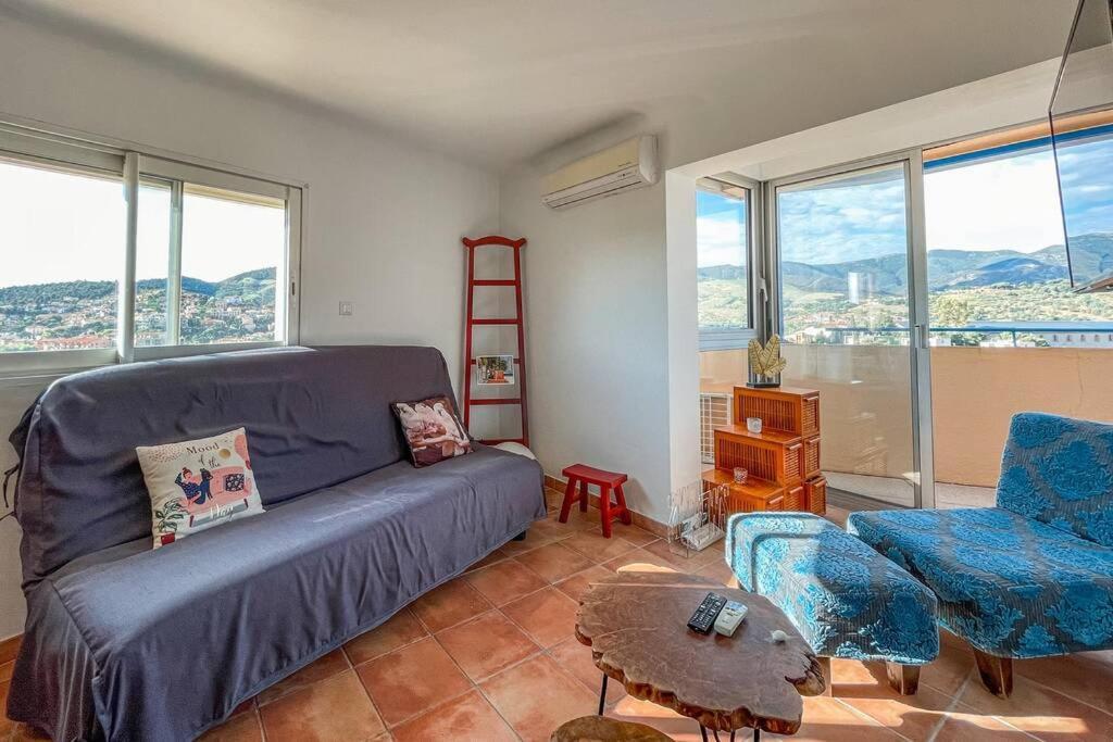 Attique à Banyuls - vue mer et montagne Extérieur photo